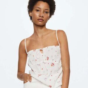 Mango White Floral Strappy Camisole NWT sz L